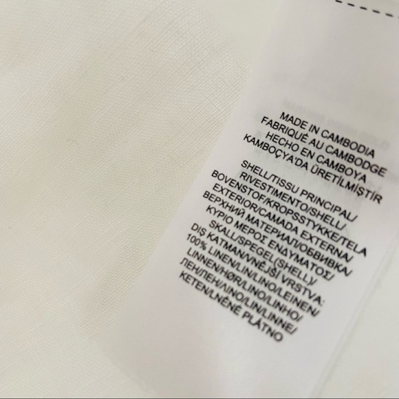 New Lauren Ralph Lauren white linen relaxed fit half button long sleeve shirt - Picture 11 of 11